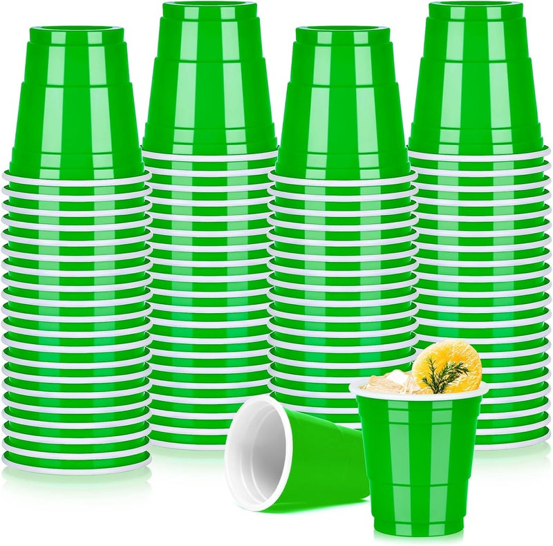Pineburg 100Pack 2oz Carnival Plastic Shot Cups, Green Plastic Shot Glasses, Mini Disposable Cups for Parties Valentine's Day Weddings Birthday Party Games & Events Supplies(Green) - Image 1